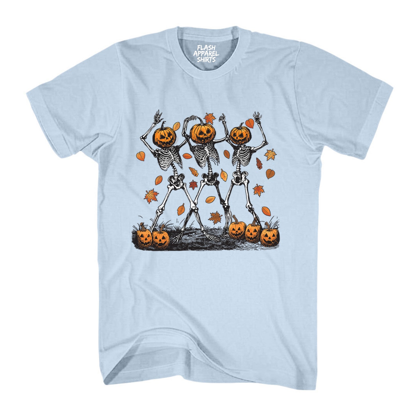 Halloween Pumpkin Skeleton Head Shirt Spooky Tee Dancing Retro Scary T-Shirt Novelty Gift T Shirt