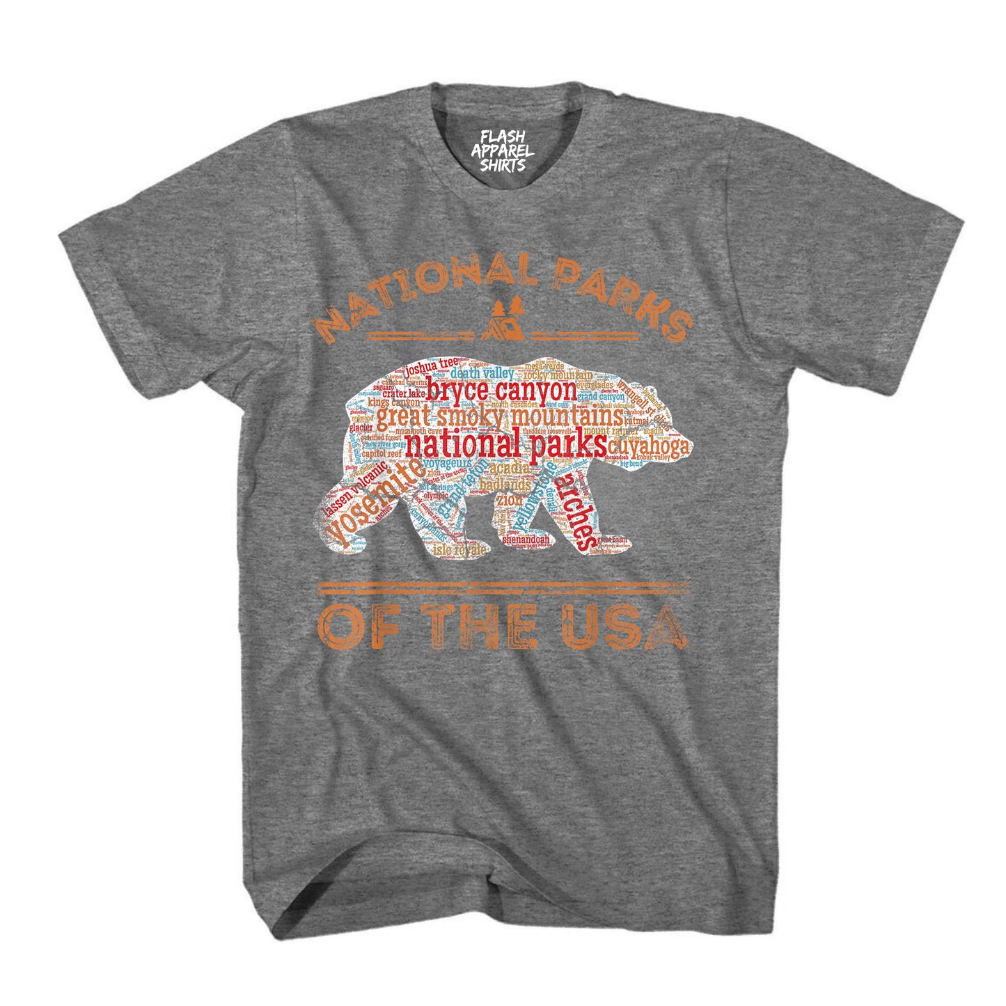 National Parks Shirt USA Park Map Walking Bear Camping & Hiking T-Shirt Outdoor Wildlife Nature Tee