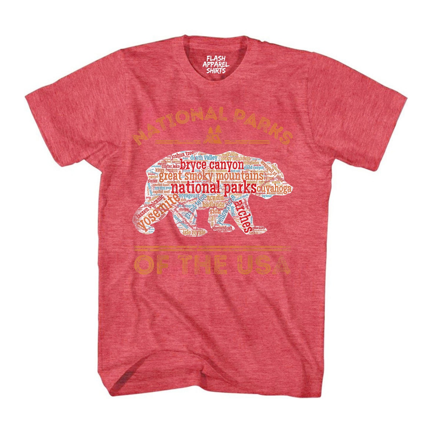 National Parks Shirt USA Park Map Walking Bear Camping & Hiking T-Shirt Outdoor Wildlife Nature Tee