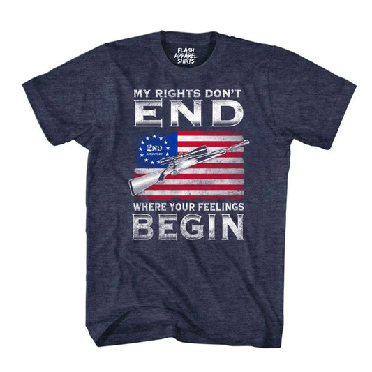 2nd Amendment My Rights Don't End Where Your Feelings Begin USA Flag Guns We the People T Shirt Patriotic Graphic Tee Shirt