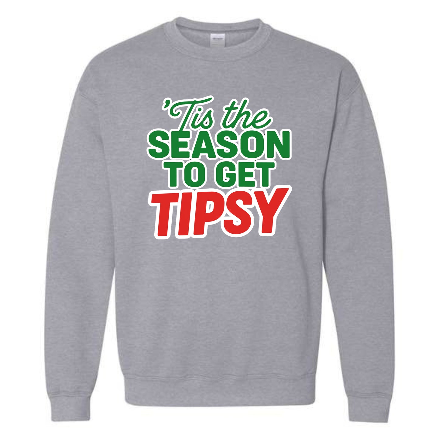 Merry Christmas Novelty Crewneck Sweatshirt Tis The Season To Get Tipsy Funny Unisex Holiday Sweater Spirit Pullover Party Gift Size Small to 5XL