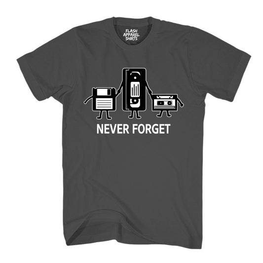 Never Forget Shirt Graphic T Shirt Cassette Tape VHS Music Old School Retro Funny Tees