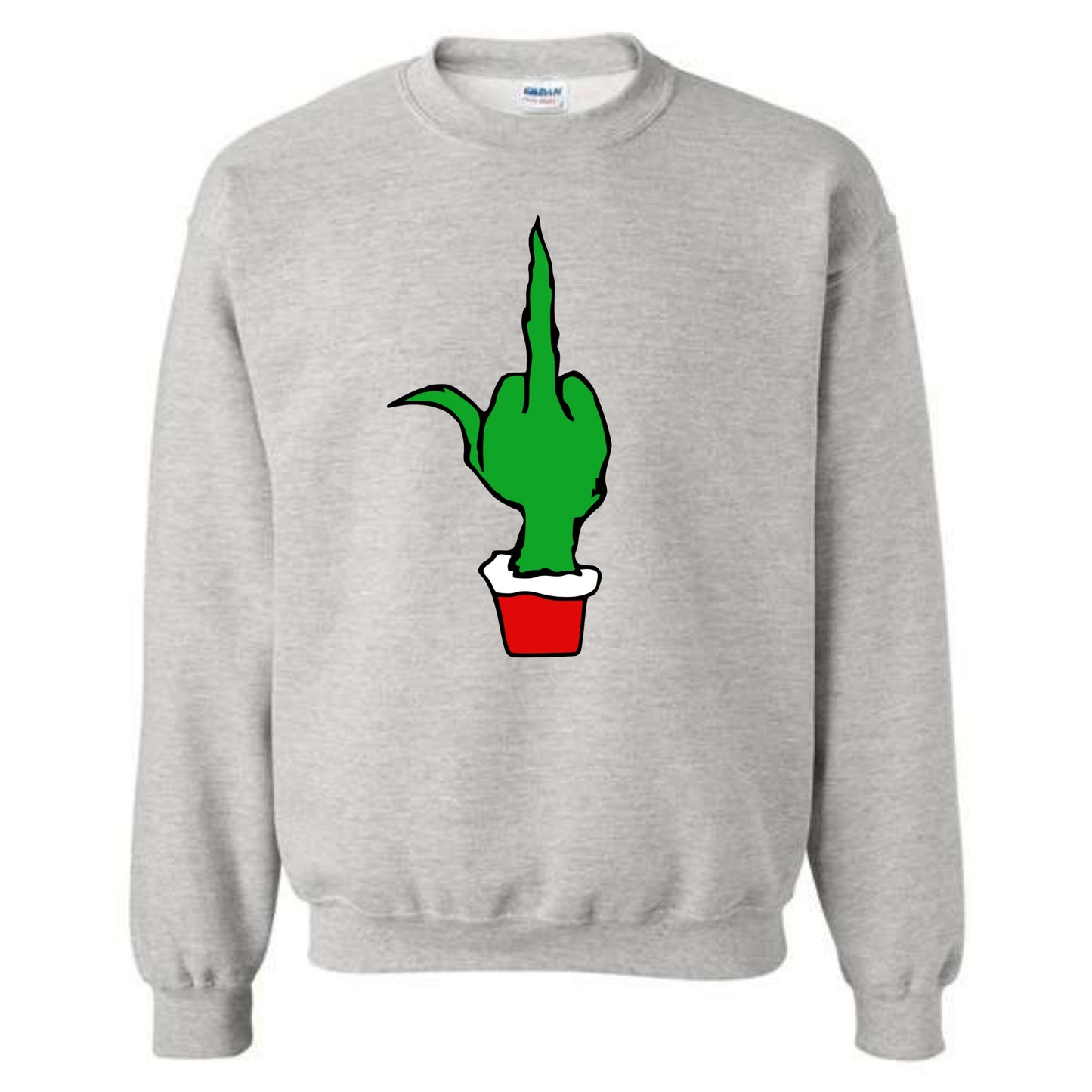 Christmas Green Finger Holiday Crewneck Sweatshirt Middle Finger Pullover Sweater Small to 5XL