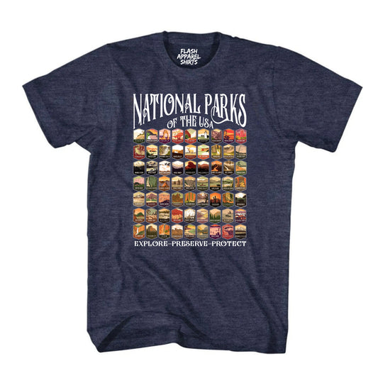 National Parks Shirt USA Explore Preserve Protect Park Collection Camping & Hiking T-Shirt Outdoor Wildlife Nature Tee