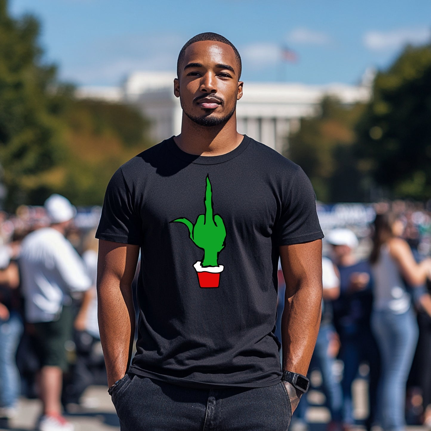 Funny Elf Shirt Green Finger Holiday Style Family Christmas Tee Costume T-Shirt