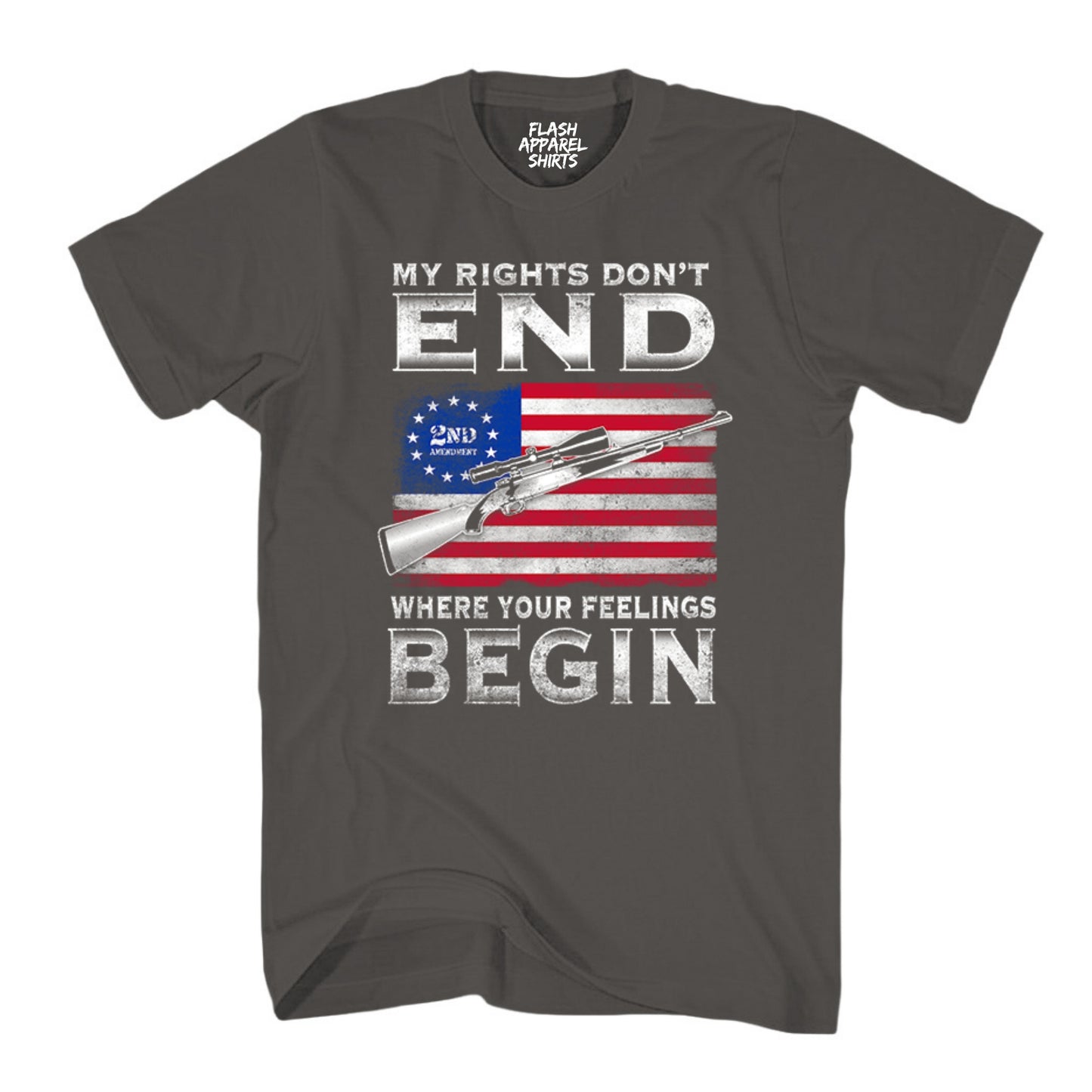 2nd Amendment My Rights Don't End Where Your Feelings Begin USA Flag Guns We the People T Shirt Patriotic Graphic Tee Shirt