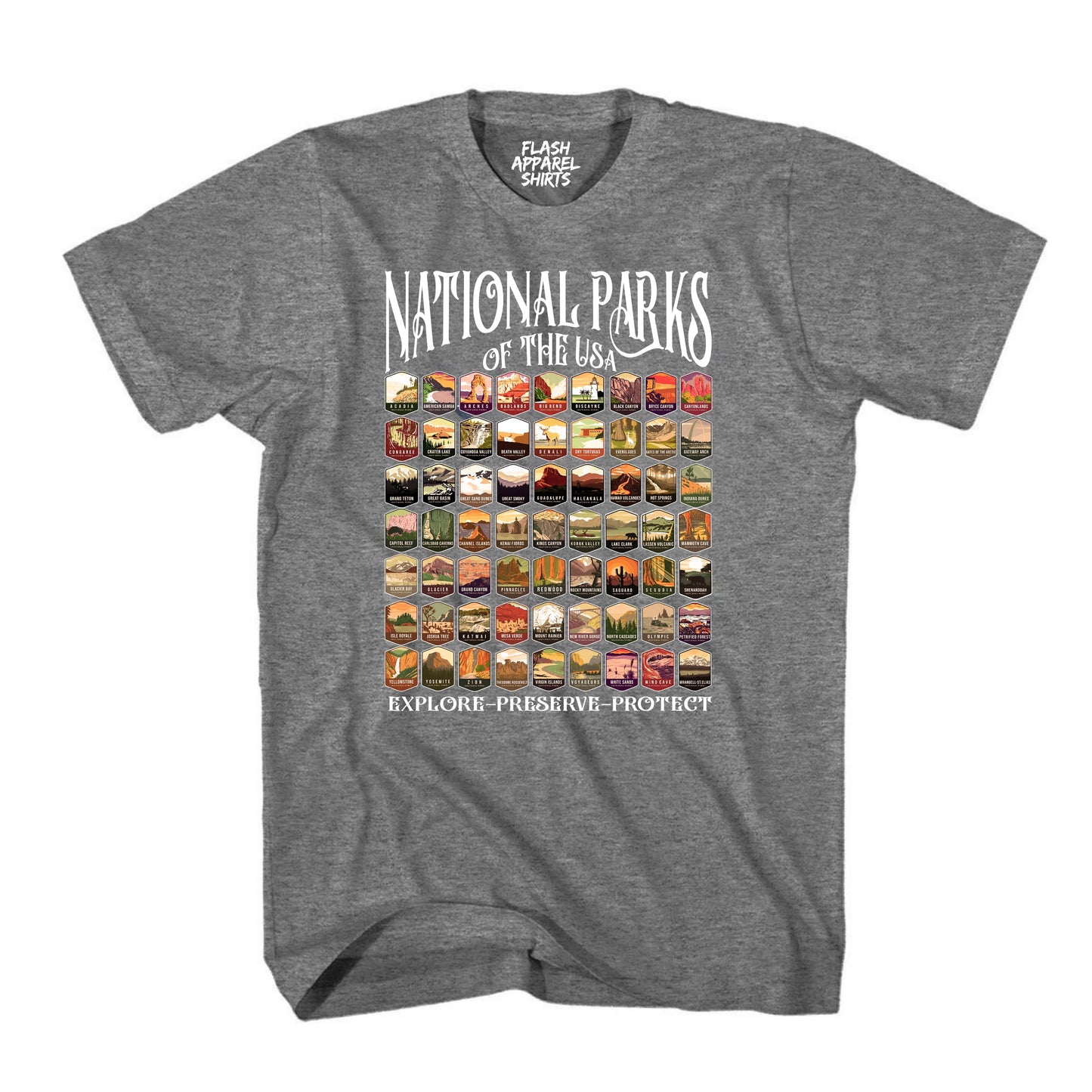 National Parks Shirt USA Explore Preserve Protect Park Collection Camping & Hiking T-Shirt Outdoor Wildlife Nature Tee