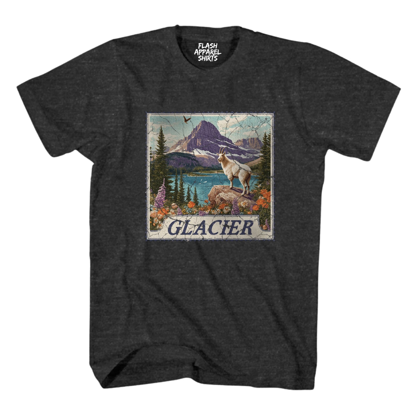 Glacier National Park Shirt Montana Stamp TShirt USA Camping Hiking T-Shirt Outdoor Wildlife Nature Tee Small to 5XL