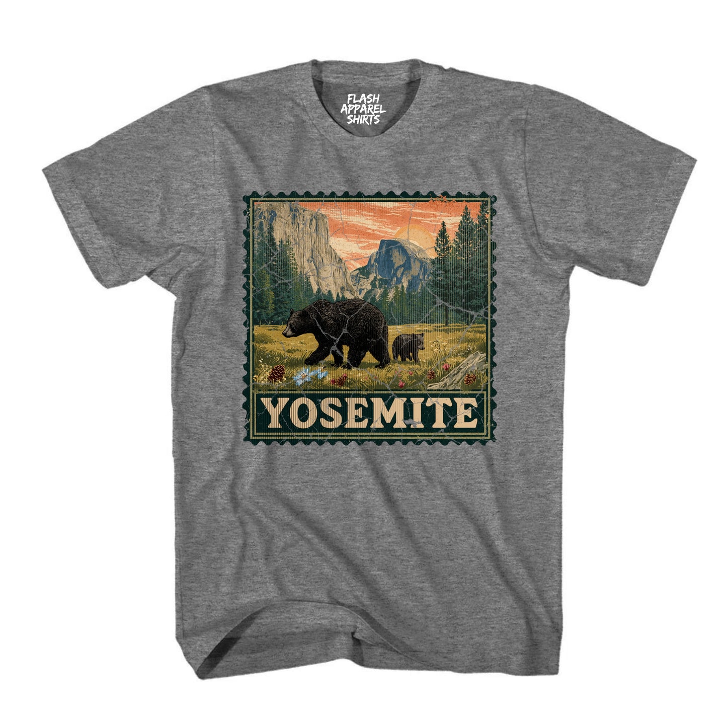 Yosemite National Park Half Dome Souvenir Shirt Stamp TShirt USA Camping Hiking T-Shirt Outdoor Wildlife Nature Tee