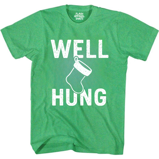 Merry Christmas Well Hung Novelty Shirt Funny Unisex Holiday T-Shirt Spirit Tee Party Gift Size Small to 5XL