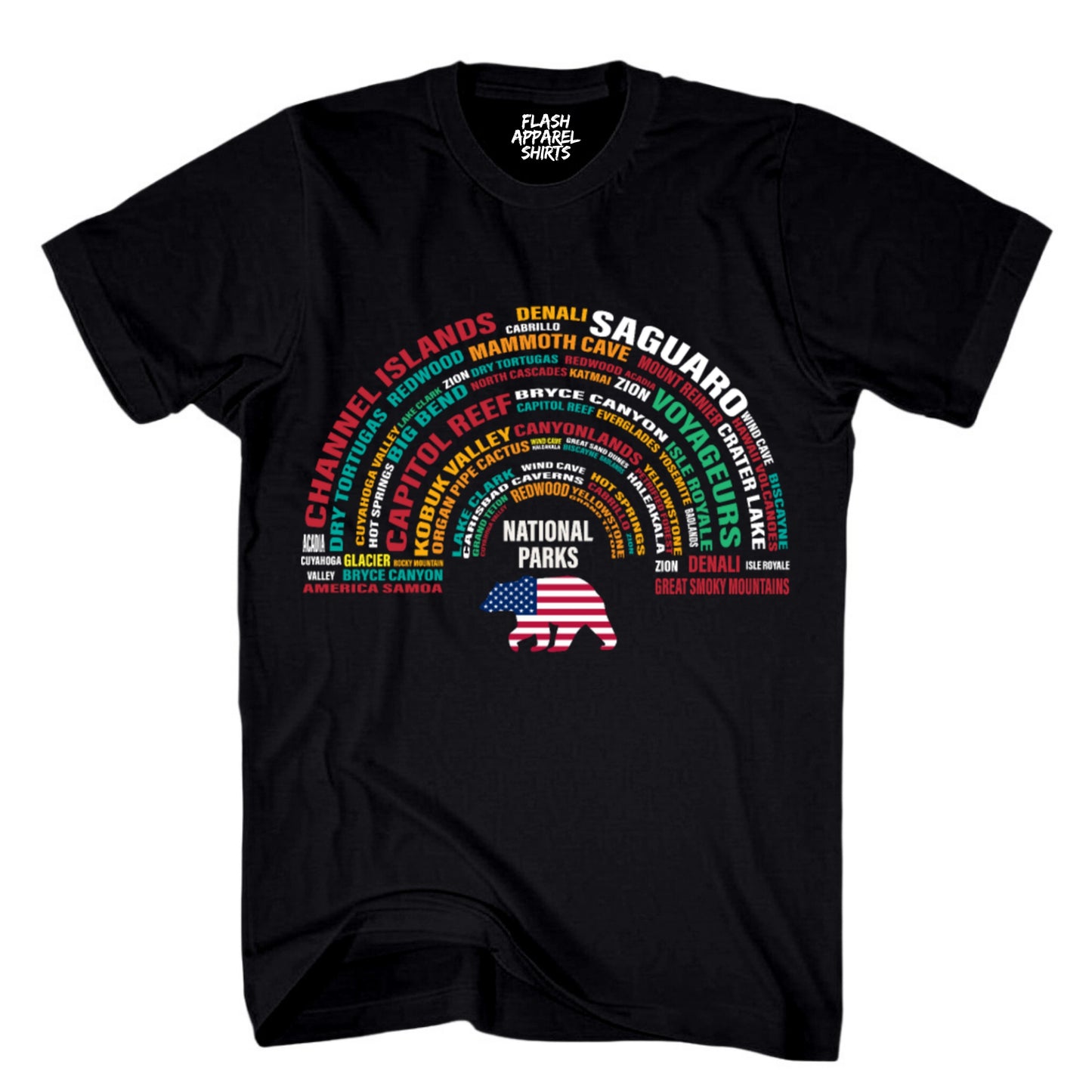 National Parks Shirt USA Bear All Parks Rainbow Arch Collection Camping & Hiking T-Shirt Outdoor Wildlife Nature Tee