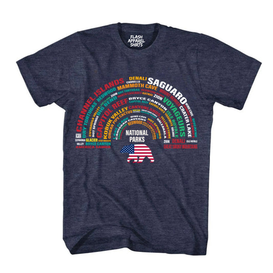 National Parks Shirt USA Bear All Parks Rainbow Arch Collection Camping & Hiking T-Shirt Outdoor Wildlife Nature Tee