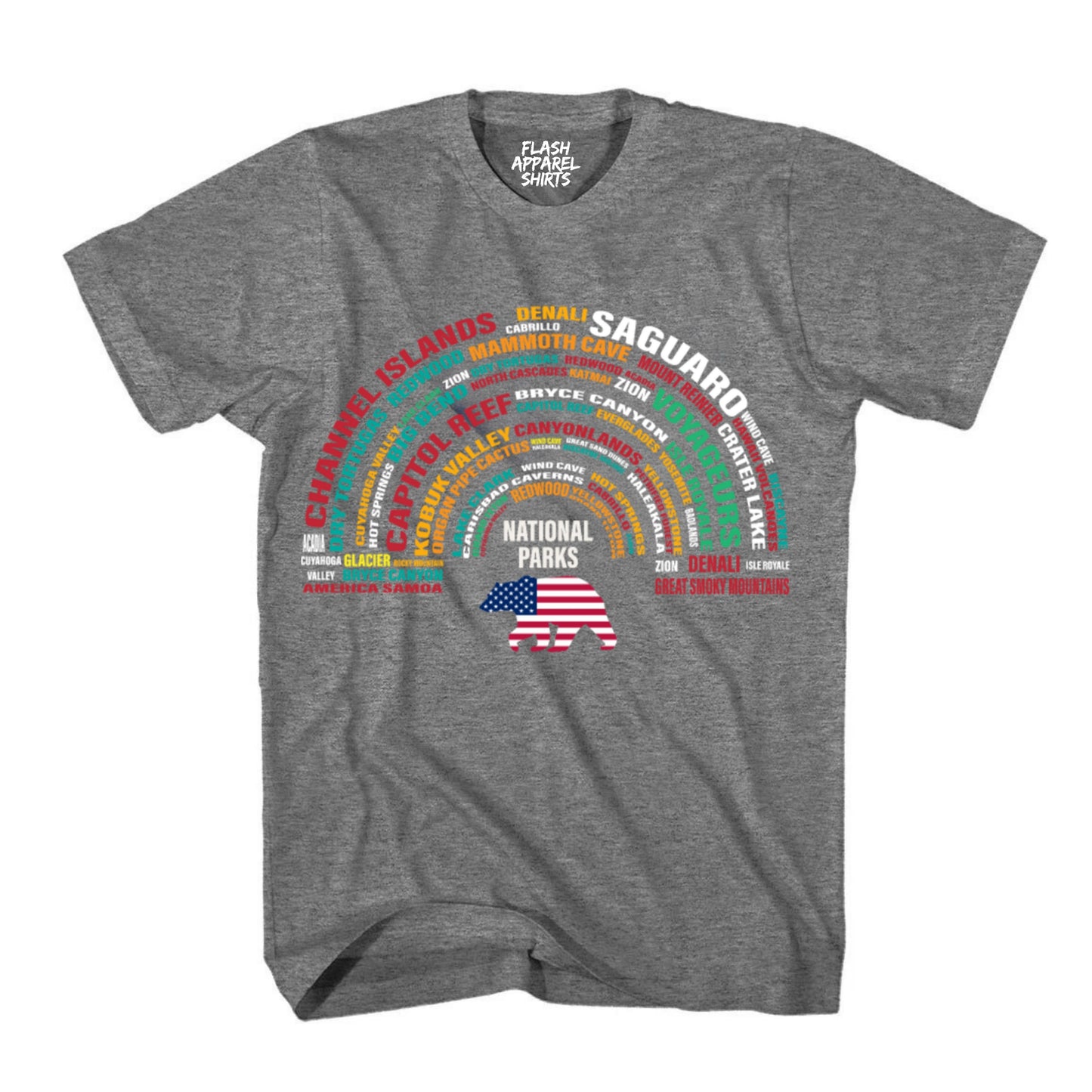 National Parks Shirt USA Bear All Parks Rainbow Arch Collection Camping & Hiking T-Shirt Outdoor Wildlife Nature Tee
