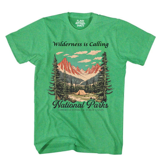 National Parks Shirt USA Wilderness is Calling Support Park Collection Camping & Hiking T-Shirt Outdoor Wildlife Nature Tee