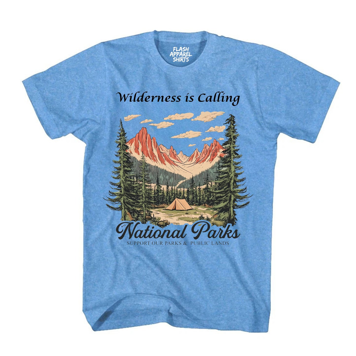 National Parks Shirt USA Wilderness is Calling Support Park Collection Camping & Hiking T-Shirt Outdoor Wildlife Nature Tee