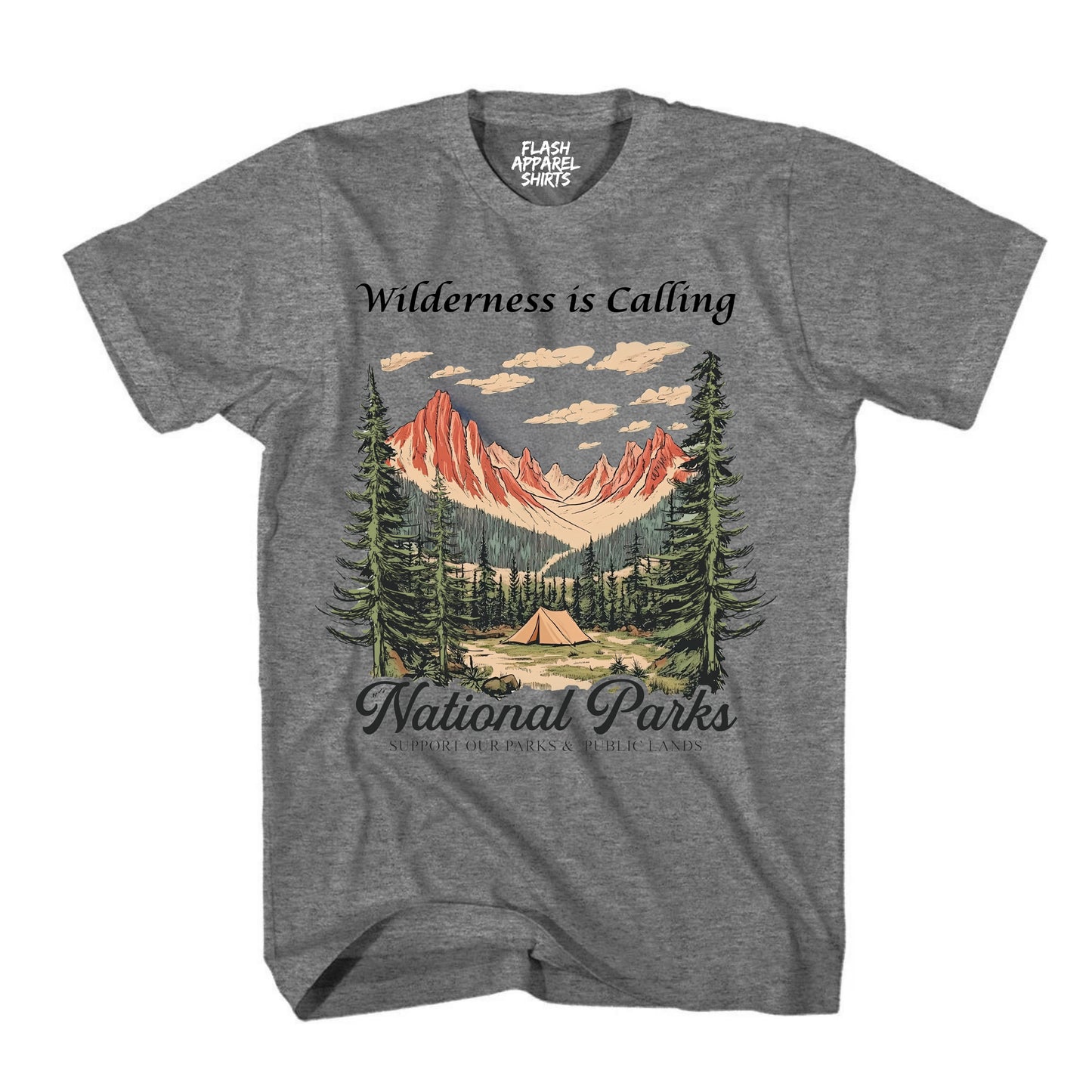 National Parks Shirt USA Wilderness is Calling Support Park Collection Camping & Hiking T-Shirt Outdoor Wildlife Nature Tee