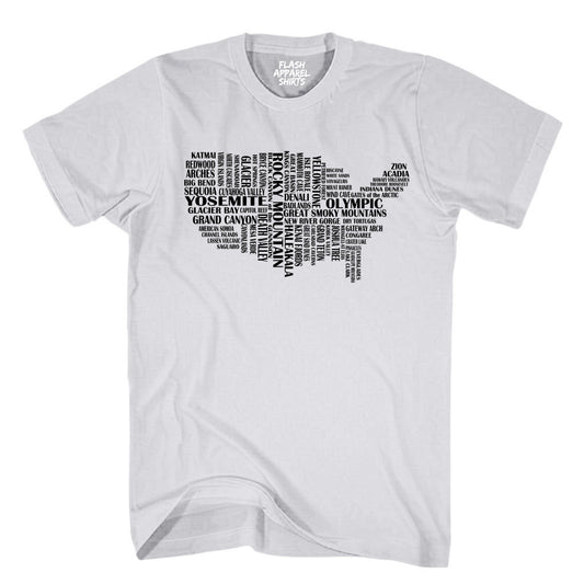 National Parks Shirt USA Map of Parks Collection Camping & Hiking T-Shirt Outdoor Wildlife Nature Tee