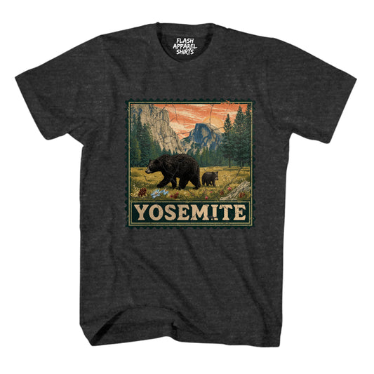 Yosemite National Park Half Dome Souvenir Shirt Stamp TShirt USA Camping Hiking T-Shirt Outdoor Wildlife Nature Tee