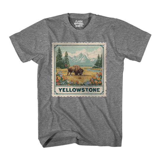 Yellowstone National Park Wyoming Souvenir Shirt Stamp TShirt USA Camping Hiking T-Shirt Outdoor Wildlife Nature Tee