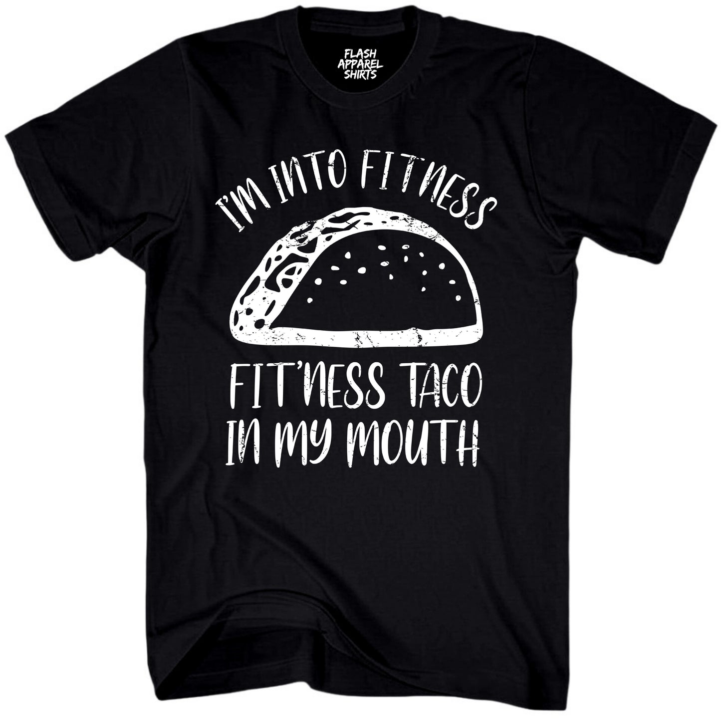 Mens Novelty Shirt Im Into Fitness Taco in My Mouth T-Shirt Funny Retro Vintage Tee Graphic Fathers Day Holiday Spirit Party Gift Small to 5XL
