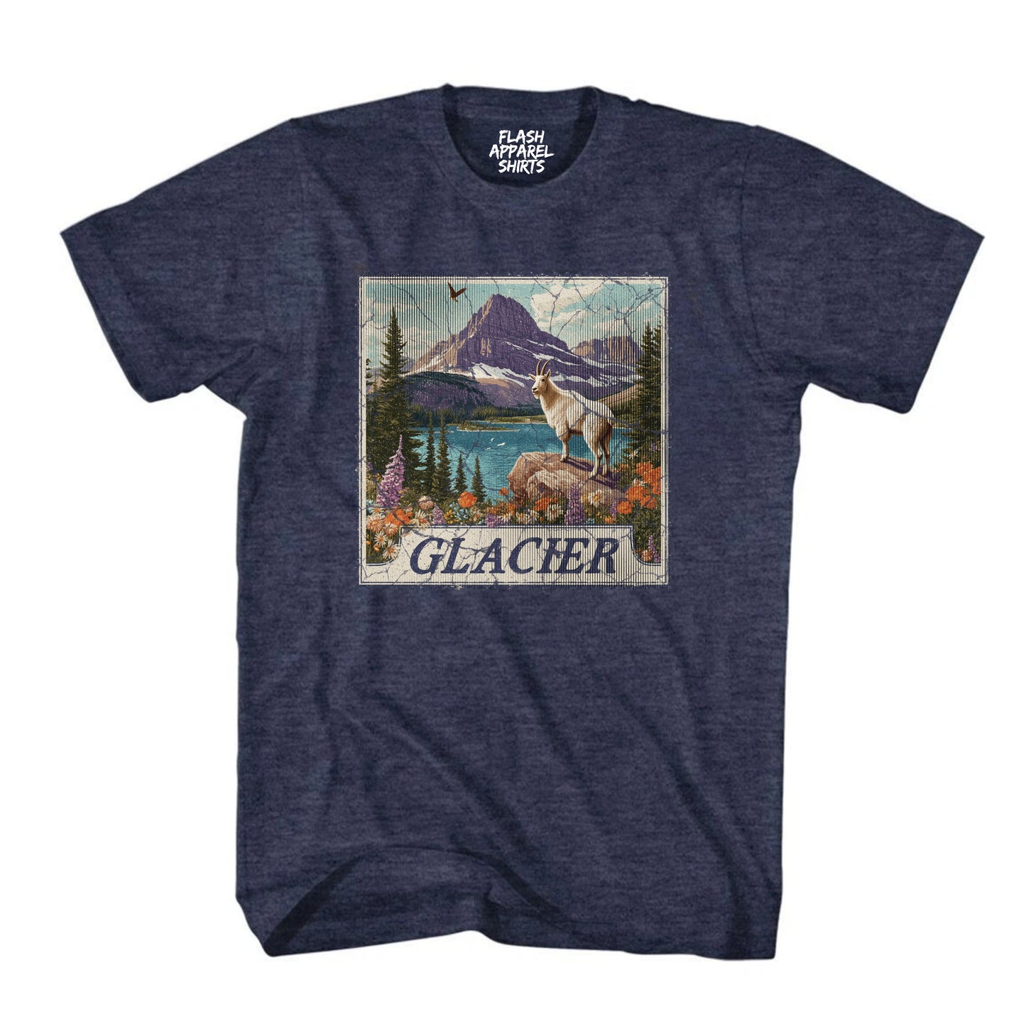 Glacier National Park Shirt Montana Stamp TShirt USA Camping Hiking T-Shirt Outdoor Wildlife Nature Tee Small to 5XL