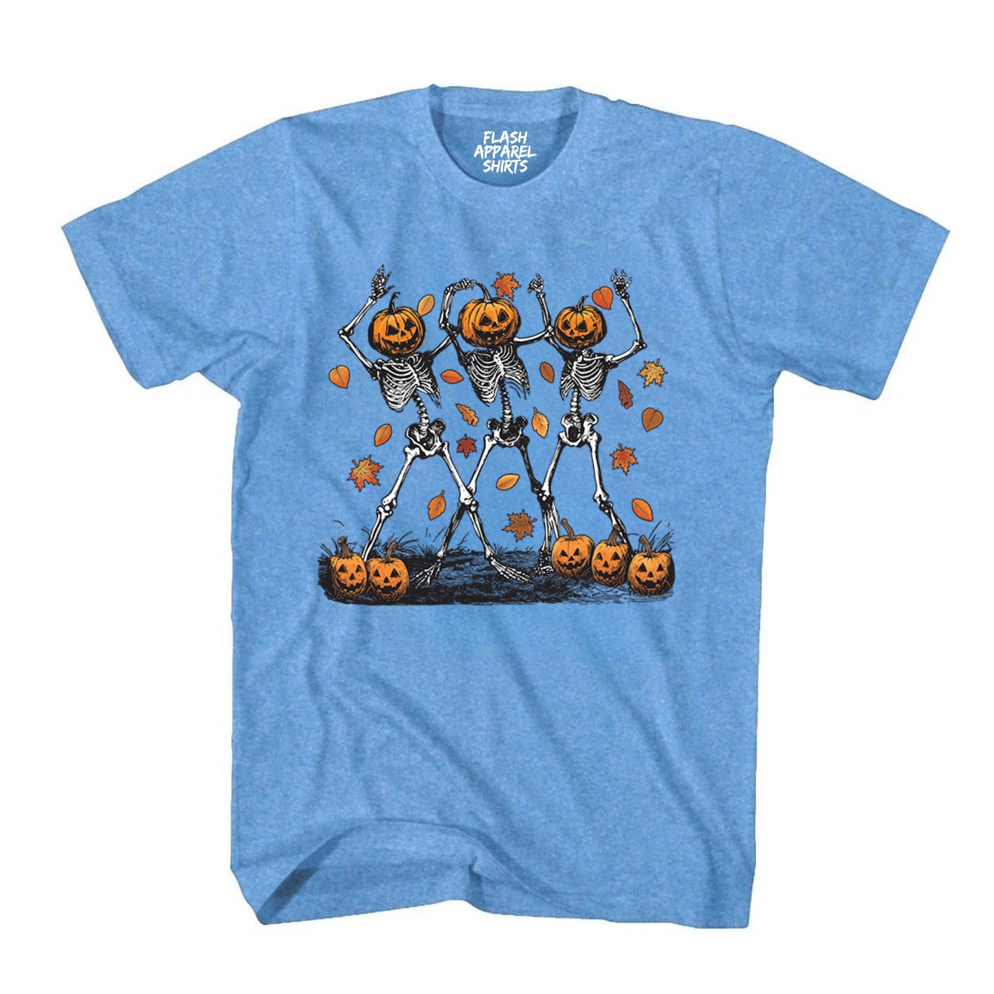 Halloween Pumpkin Skeleton Head Shirt Spooky Tee Dancing Retro Scary T-Shirt Novelty Gift T Shirt