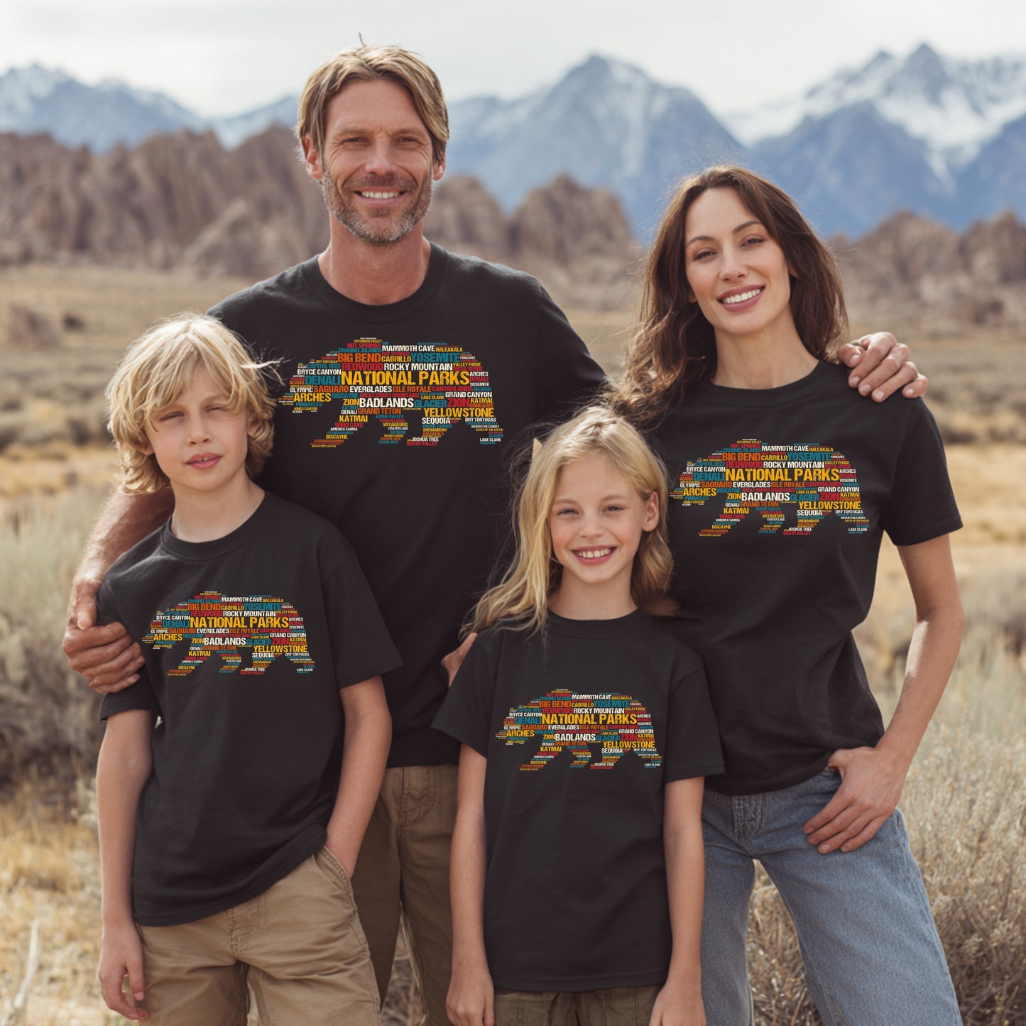 National Parks Shirt USA Park List Word Cloud Bear Camping & Hiking T-Shirt Outdoor Wildlife Nature Tee