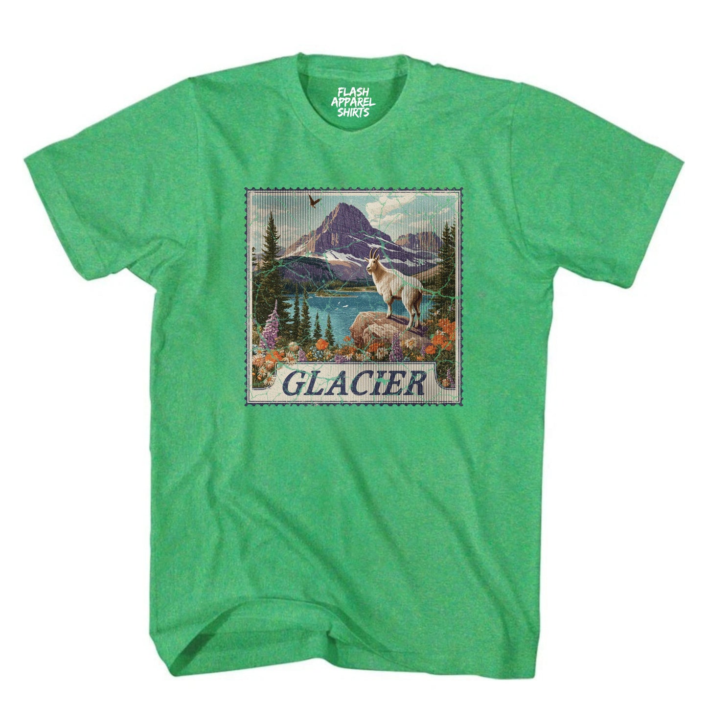 Glacier National Park Shirt Montana Stamp TShirt USA Camping Hiking T-Shirt Outdoor Wildlife Nature Tee Small to 5XL