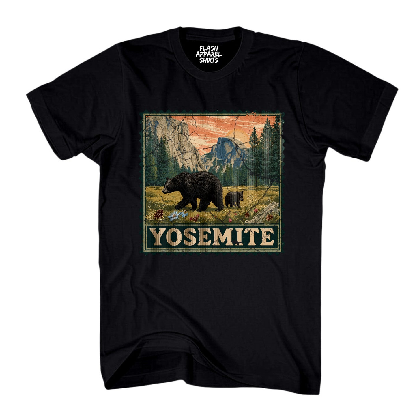 Yosemite National Park Half Dome Souvenir Shirt Stamp TShirt USA Camping Hiking T-Shirt Outdoor Wildlife Nature Tee
