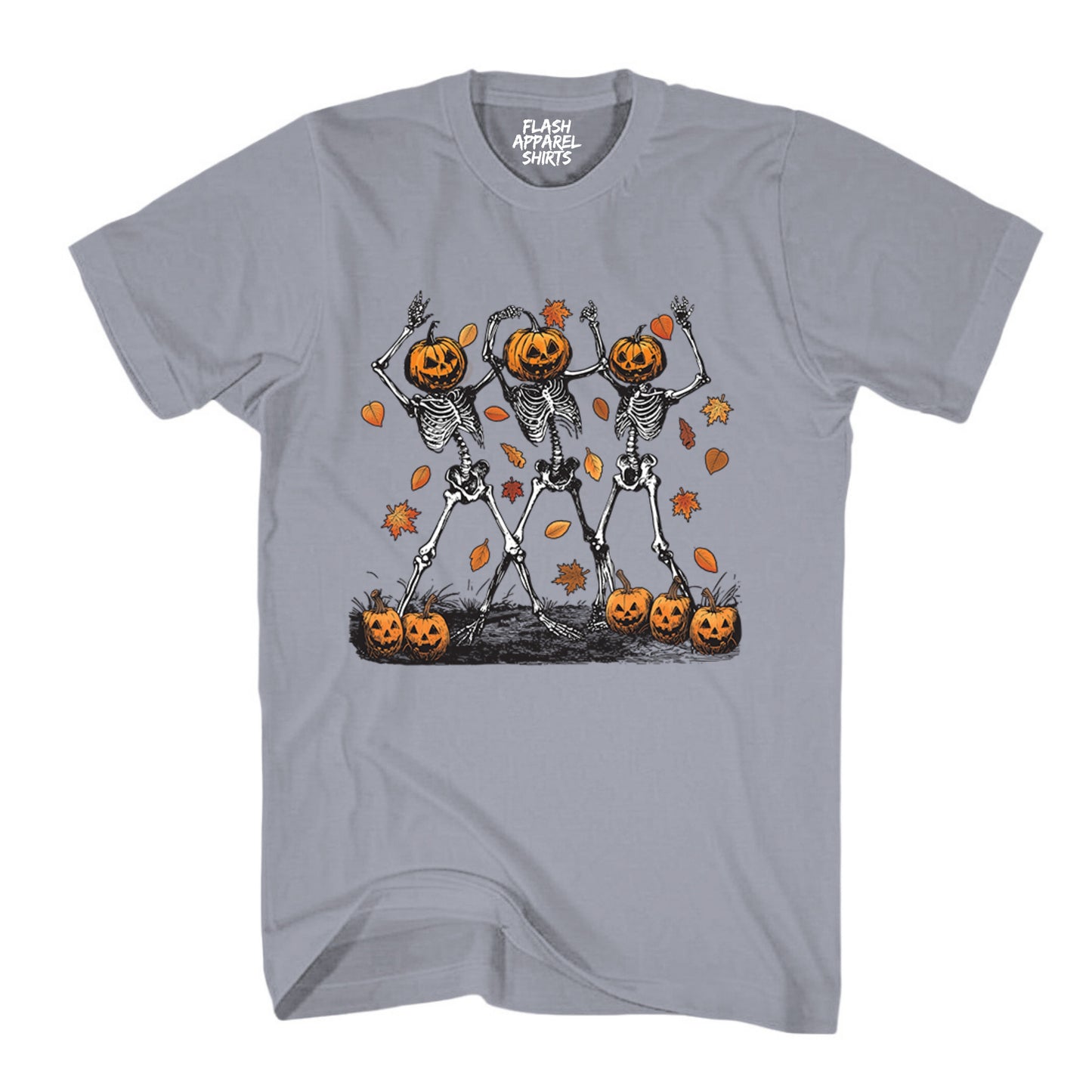 Halloween Pumpkin Skeleton Head Shirt Spooky Tee Dancing Retro Scary T-Shirt Novelty Gift T Shirt