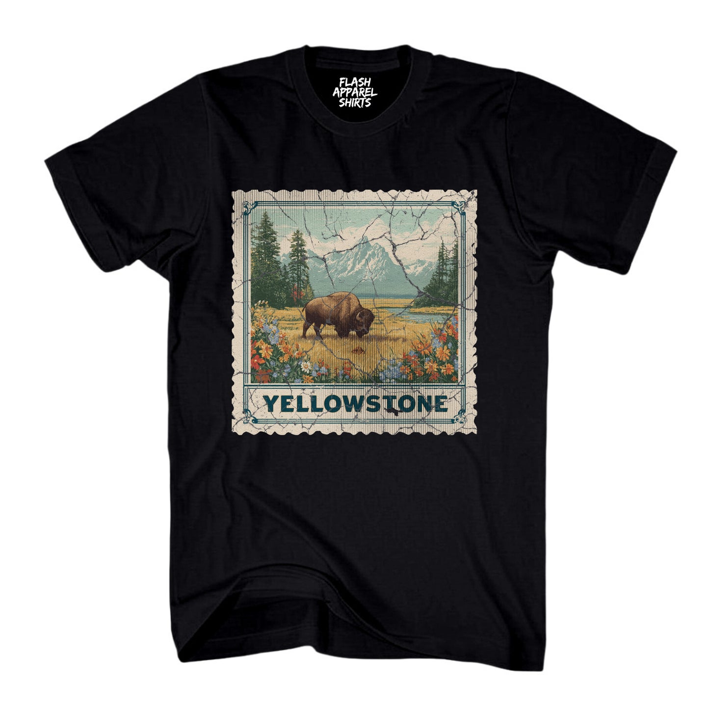 Yellowstone National Park Wyoming Souvenir Shirt Stamp TShirt USA Camping Hiking T-Shirt Outdoor Wildlife Nature Tee