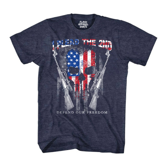 2nd Amendment I Plead The 2nd Defend Our Freedom Skull USA Flag Guns We the People T Shirt Patriotic Graphic Tee Shirt