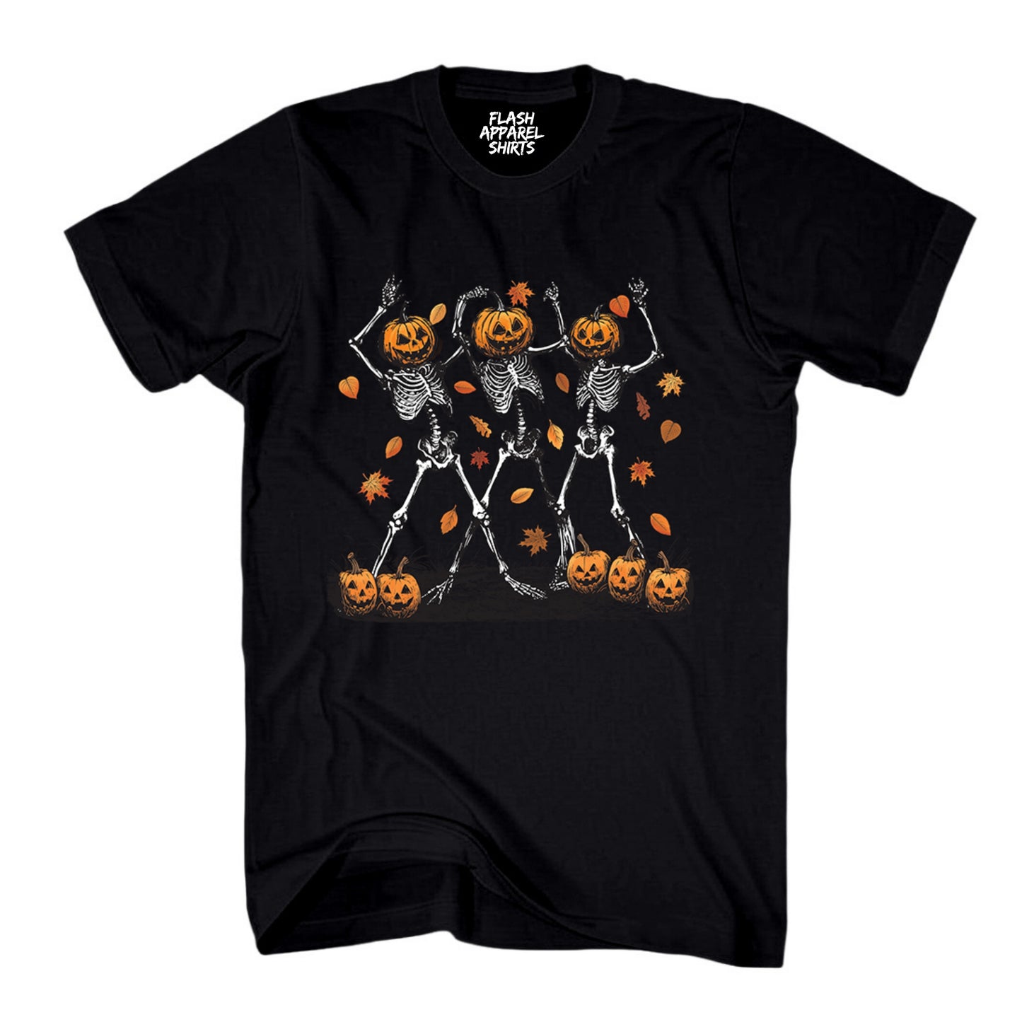 Halloween Pumpkin Skeleton Head Shirt Spooky Tee Dancing Retro Scary T-Shirt Novelty Gift T Shirt
