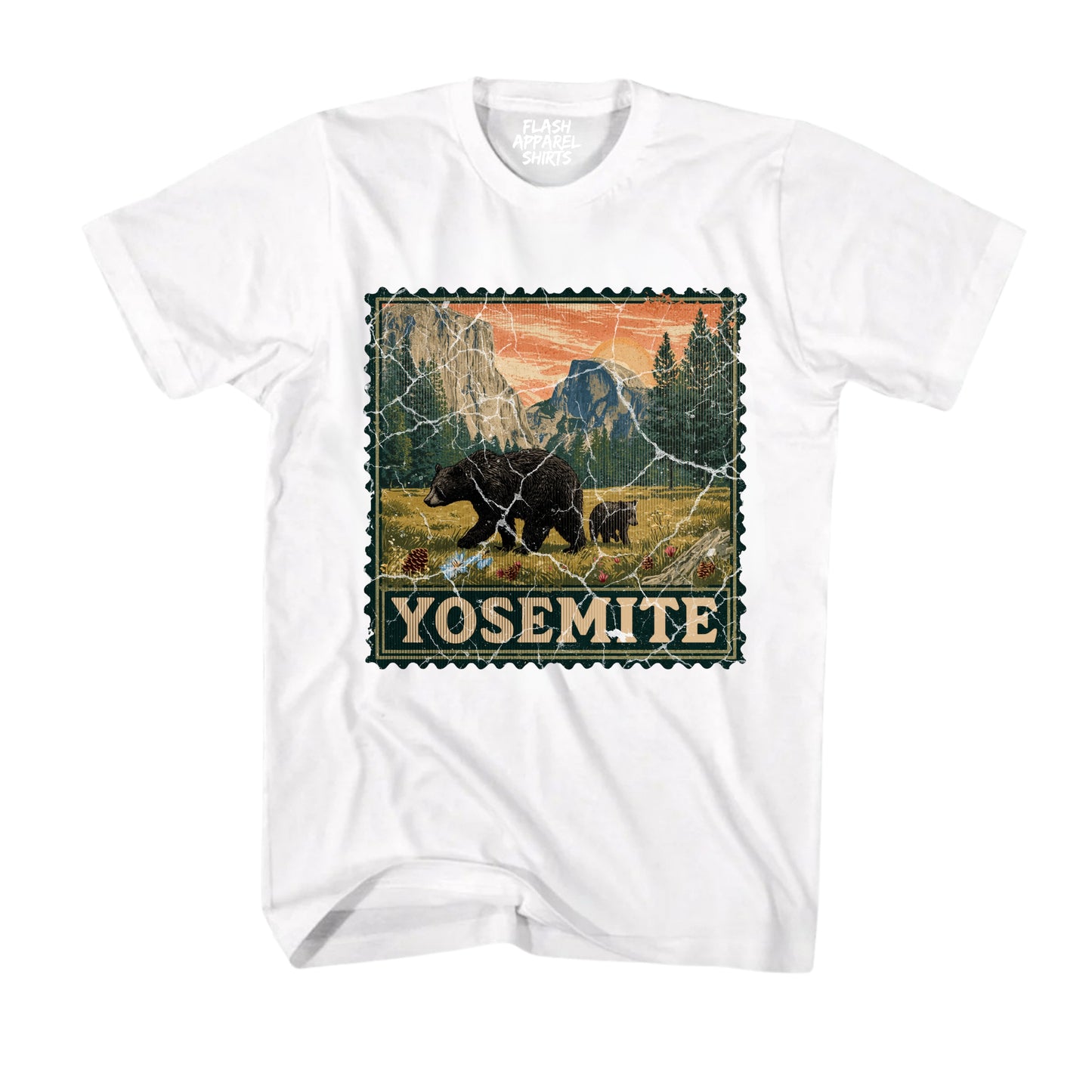 Yosemite National Park Half Dome Souvenir Shirt Stamp TShirt USA Camping Hiking T-Shirt Outdoor Wildlife Nature Tee