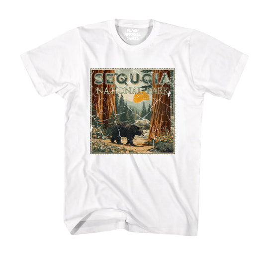 Sequoia National Park Shirt California Giant Tree Stamp TShirt USA Camping Hiking T-Shirt Outdoor Wildlife Nature Tee Small to 5XL