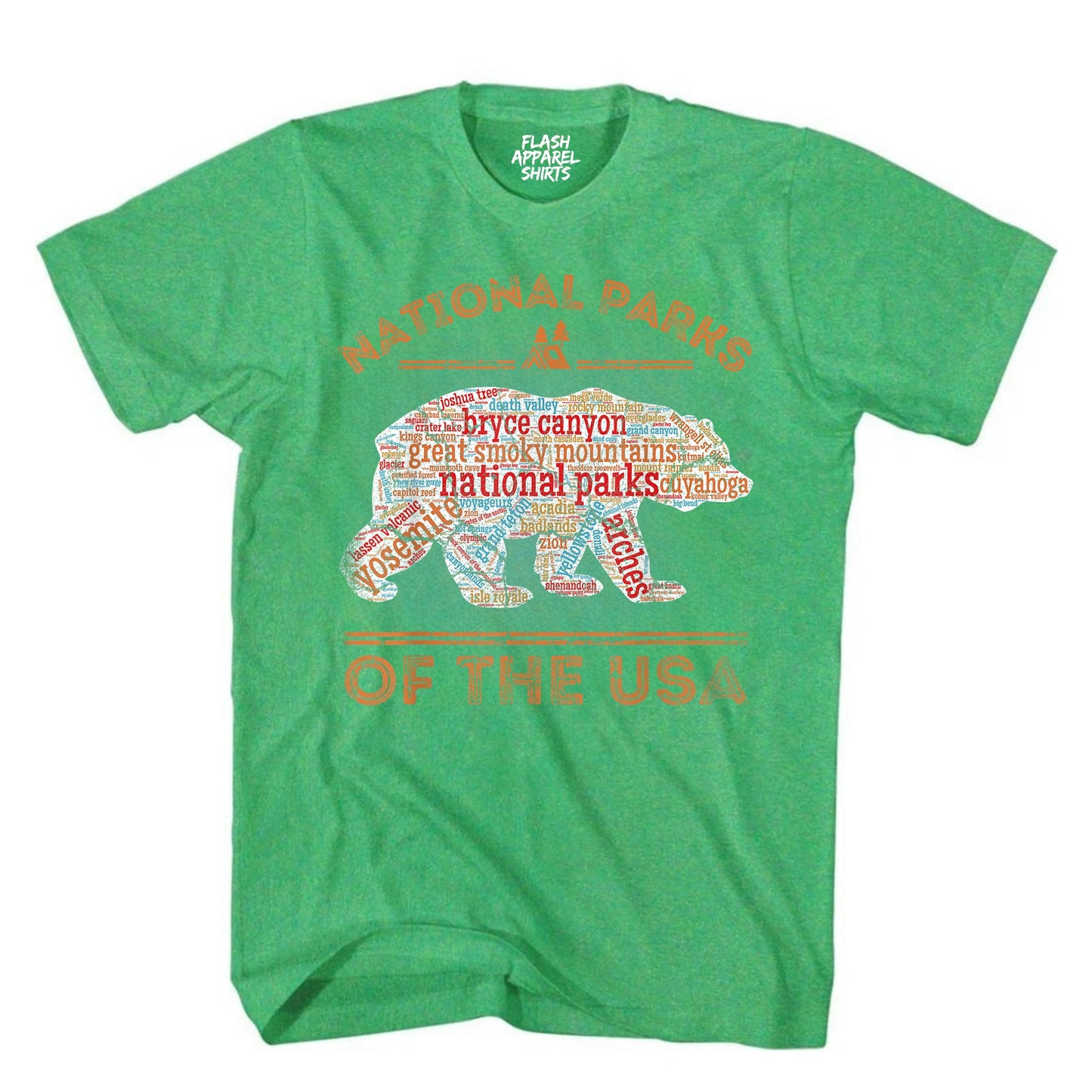National Parks Shirt USA Park Map Walking Bear Camping & Hiking T-Shirt Outdoor Wildlife Nature Tee