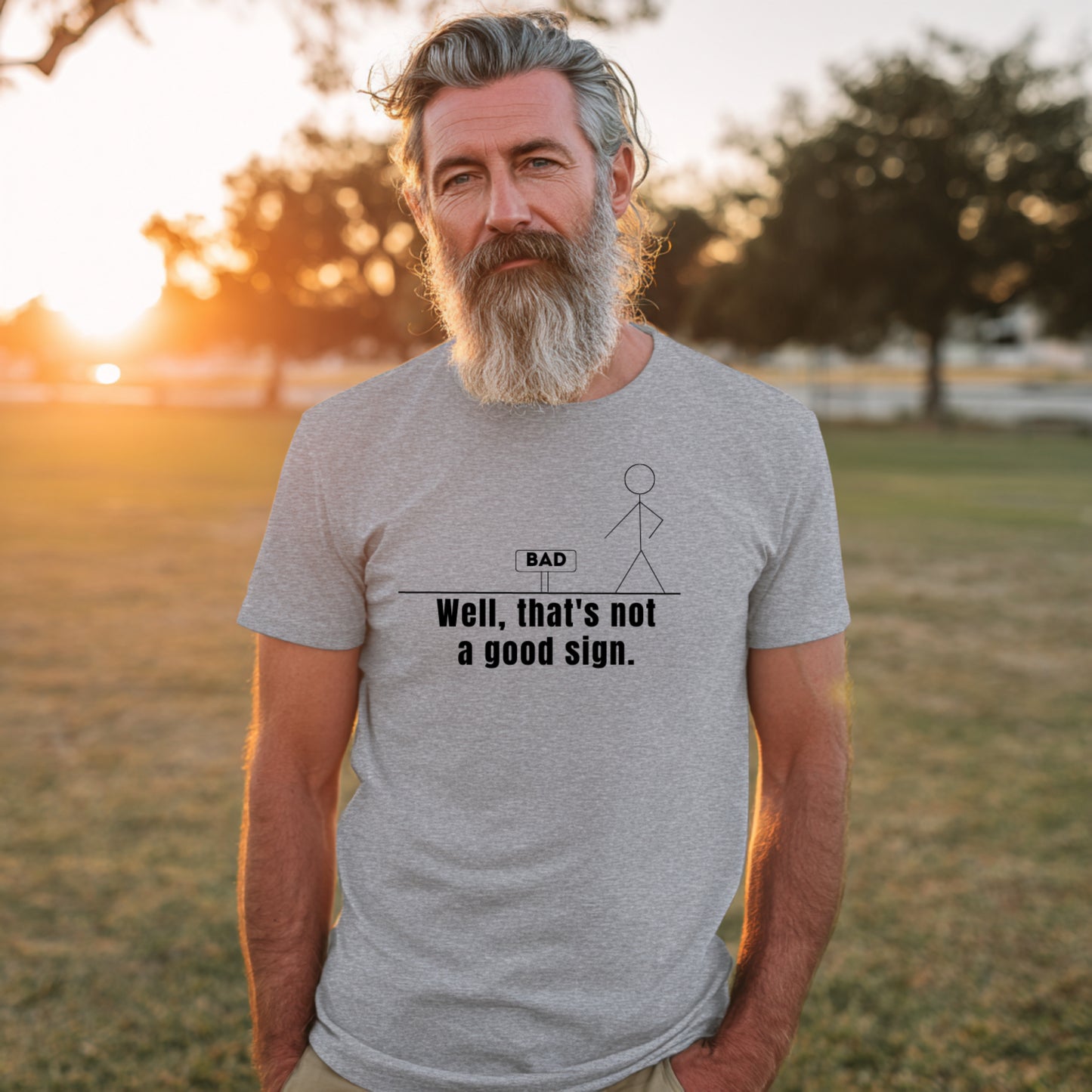 Not A Good Sign Shirt Stick Figure T-Shirt Graphic T Shirt Novelty Sarcastic Funny Gag Pun Gift Tee Humor