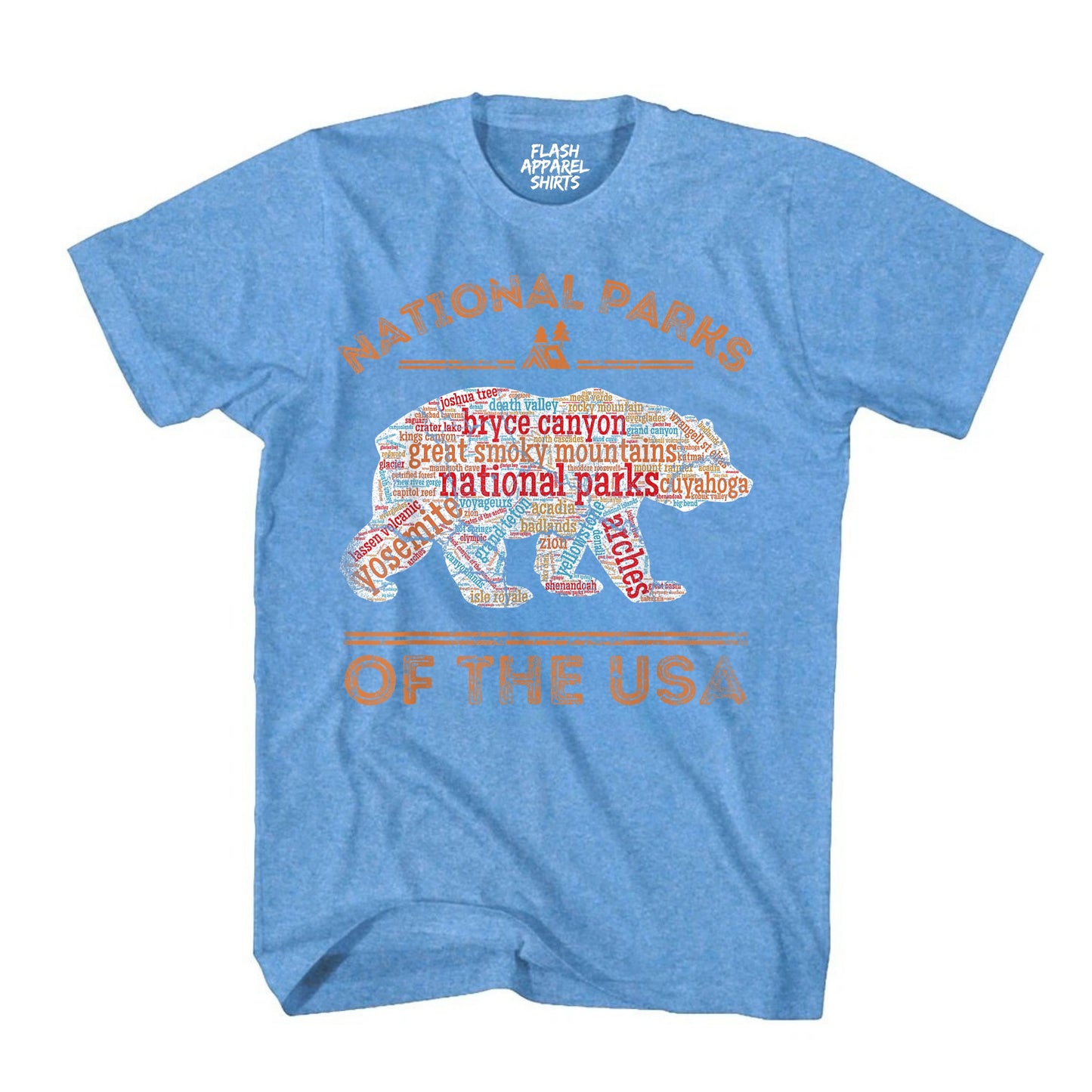 National Parks Shirt USA Park Map Walking Bear Camping & Hiking T-Shirt Outdoor Wildlife Nature Tee