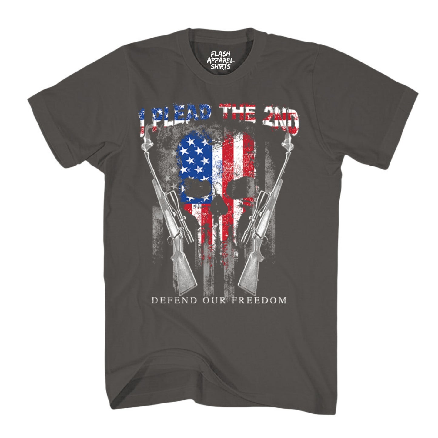 2nd Amendment I Plead The 2nd Defend Our Freedom Skull USA Flag Guns We the People T Shirt Patriotic Graphic Tee Shirt