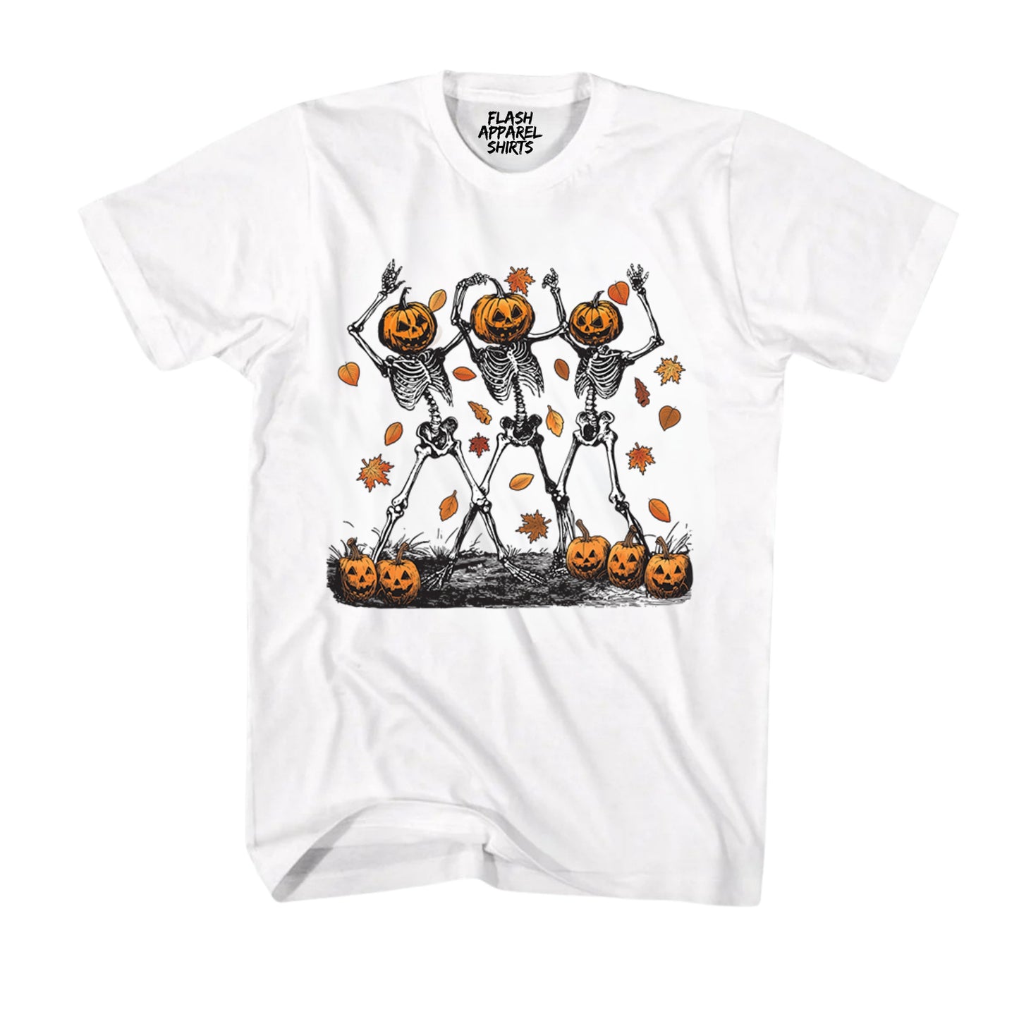 Halloween Pumpkin Skeleton Head Shirt Spooky Tee Dancing Retro Scary T-Shirt Novelty Gift T Shirt