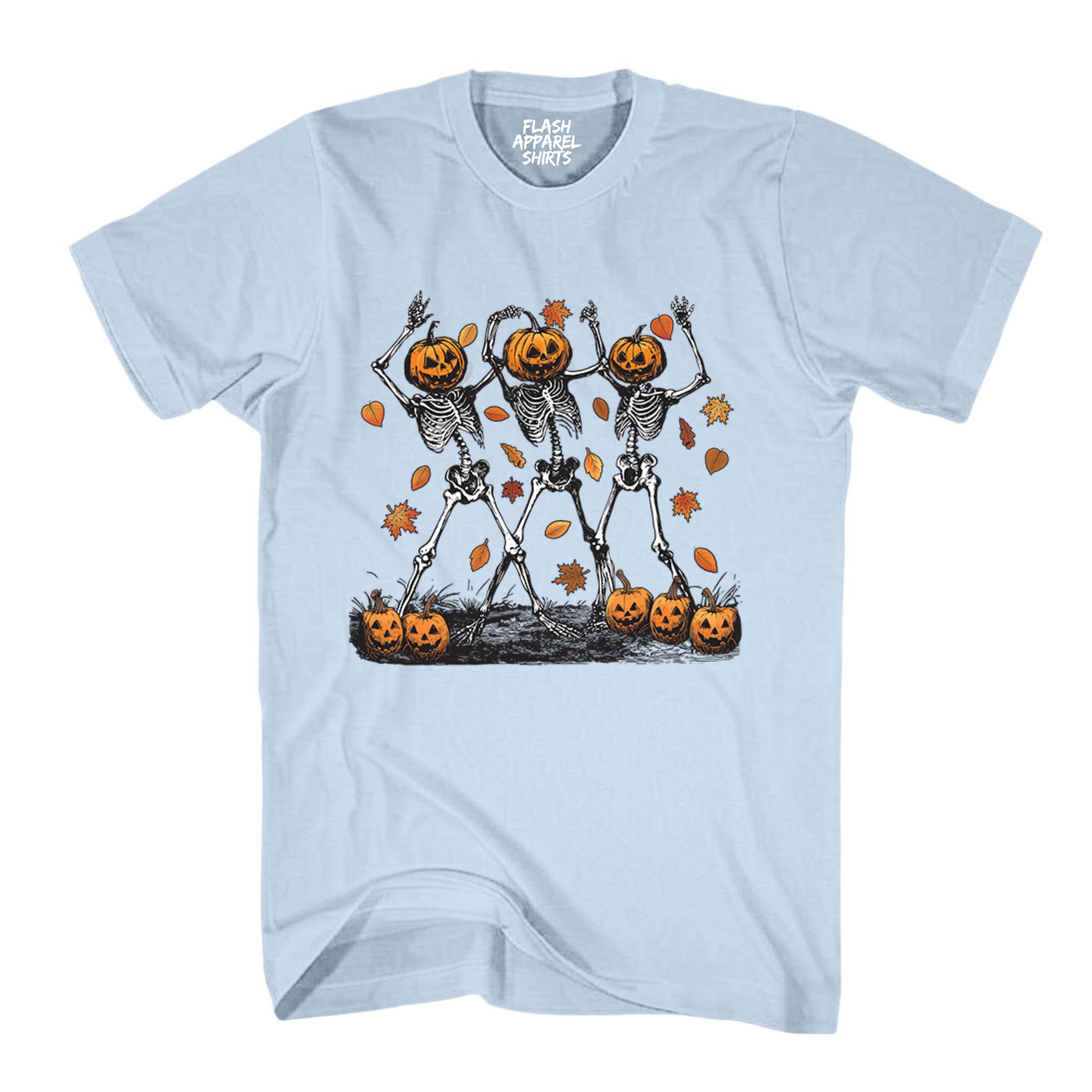 Halloween Pumpkin Skeleton Head Shirt Spooky Tee Dancing Retro Scary T-Shirt Novelty Gift T Shirt