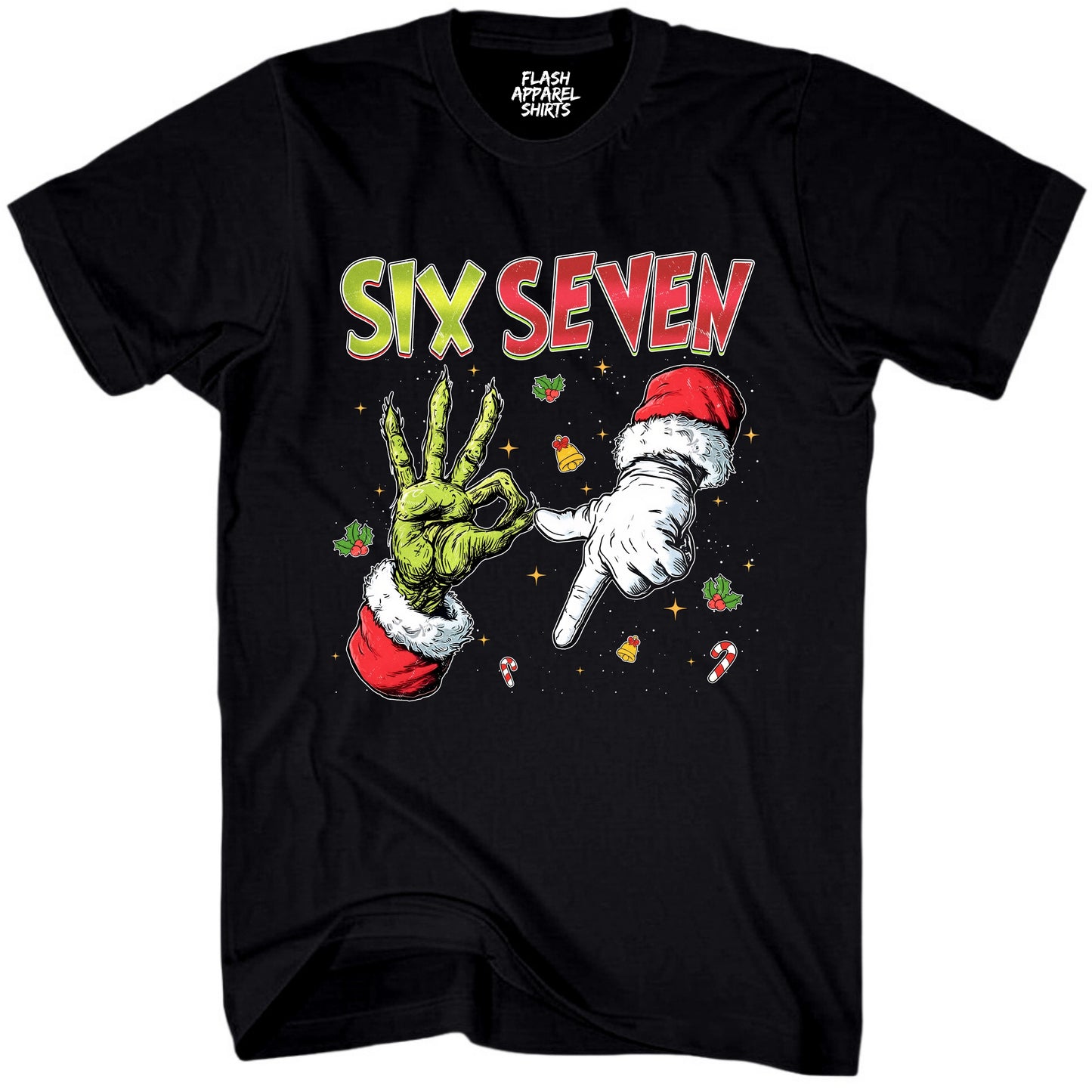 Merry Christmas 6 7 Six Seven Novelty Shirt Funny Unisex Holiday Gen Z T-Shirt Spirit Tee Party Gift Size Small to 5XL