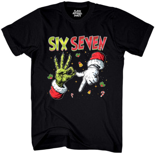 Merry Christmas 6 7 Six Seven Novelty Shirt Funny Unisex Holiday Gen Z T-Shirt Spirit Tee Party Gift Size Small to 5XL