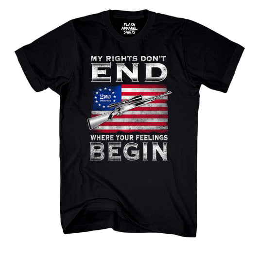2nd Amendment My Rights Don't End Where Your Feelings Begin USA Flag Guns We the People T Shirt Patriotic Graphic Tee Shirt