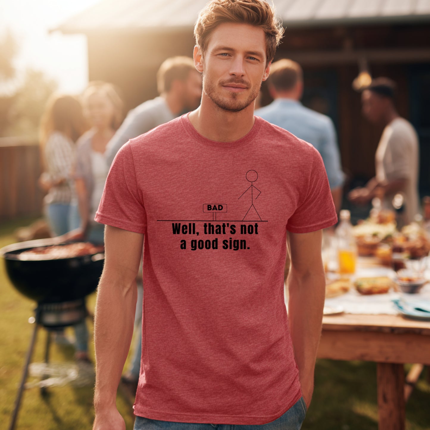 Not A Good Sign Shirt Stick Figure T-Shirt Graphic T Shirt Novelty Sarcastic Funny Gag Pun Gift Tee Humor
