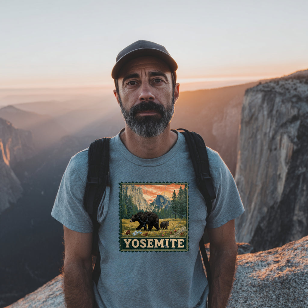 Yosemite National Park Half Dome Souvenir Shirt Stamp TShirt USA Camping Hiking T-Shirt Outdoor Wildlife Nature Tee