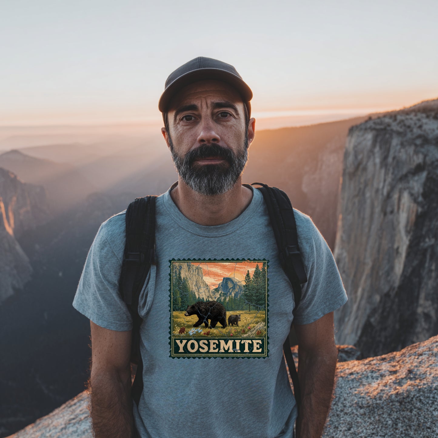 Yosemite National Park Half Dome Souvenir Shirt Stamp TShirt USA Camping Hiking T-Shirt Outdoor Wildlife Nature Tee