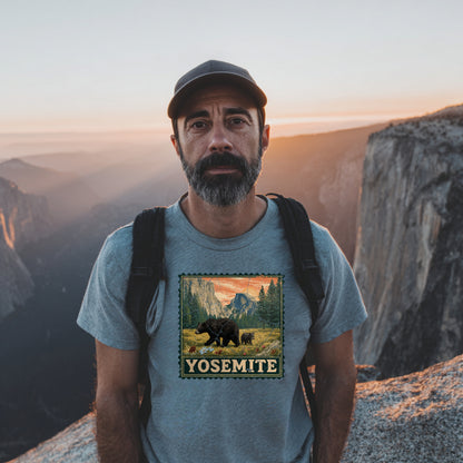 Yosemite National Park Half Dome Souvenir Shirt Stamp TShirt USA Camping Hiking T-Shirt Outdoor Wildlife Nature Tee