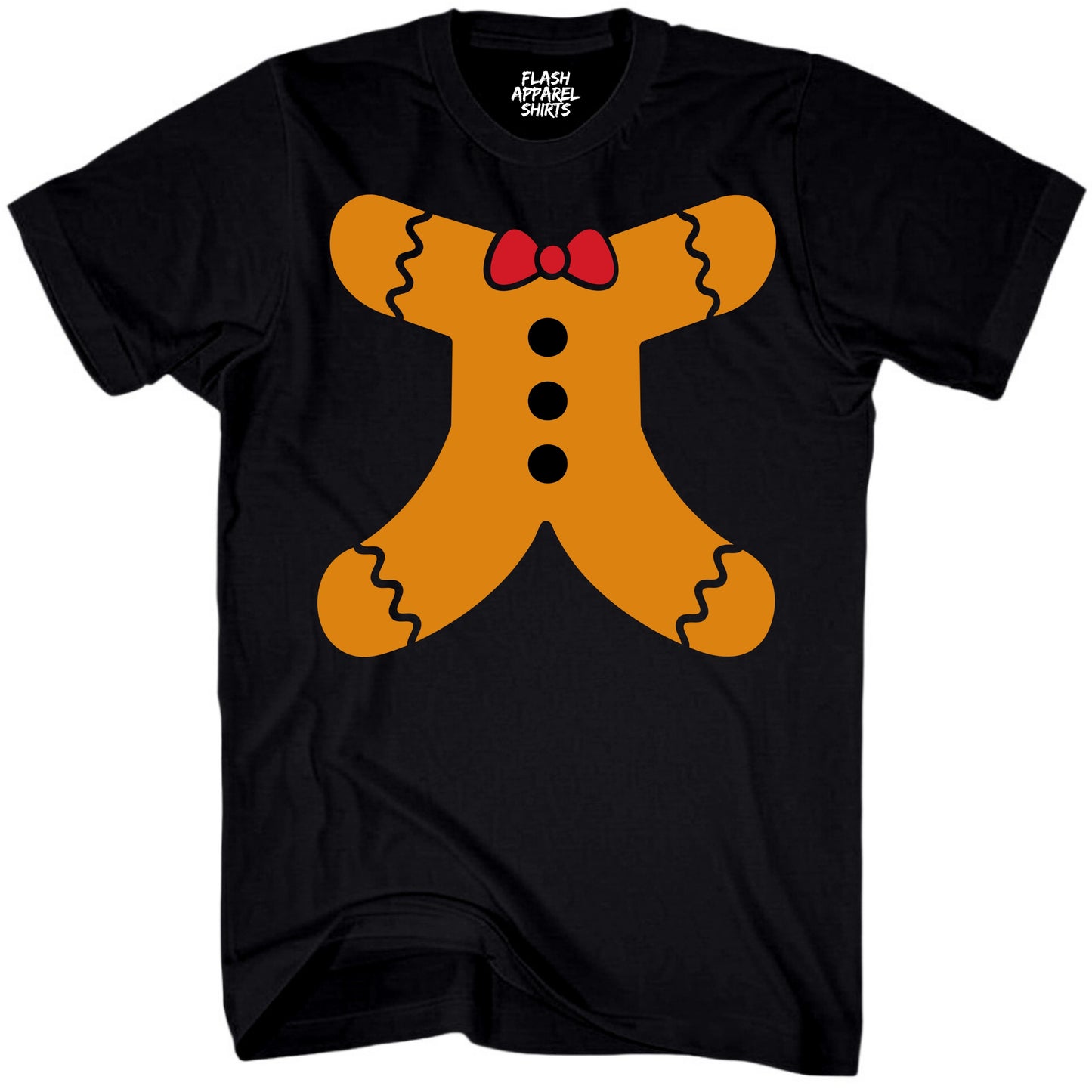 Merry Christmas Gingerbread Man Body Costume Shirt Unisex T-Shirt Holiday Spirit Novelty Tee Party Size Small to 5XL
