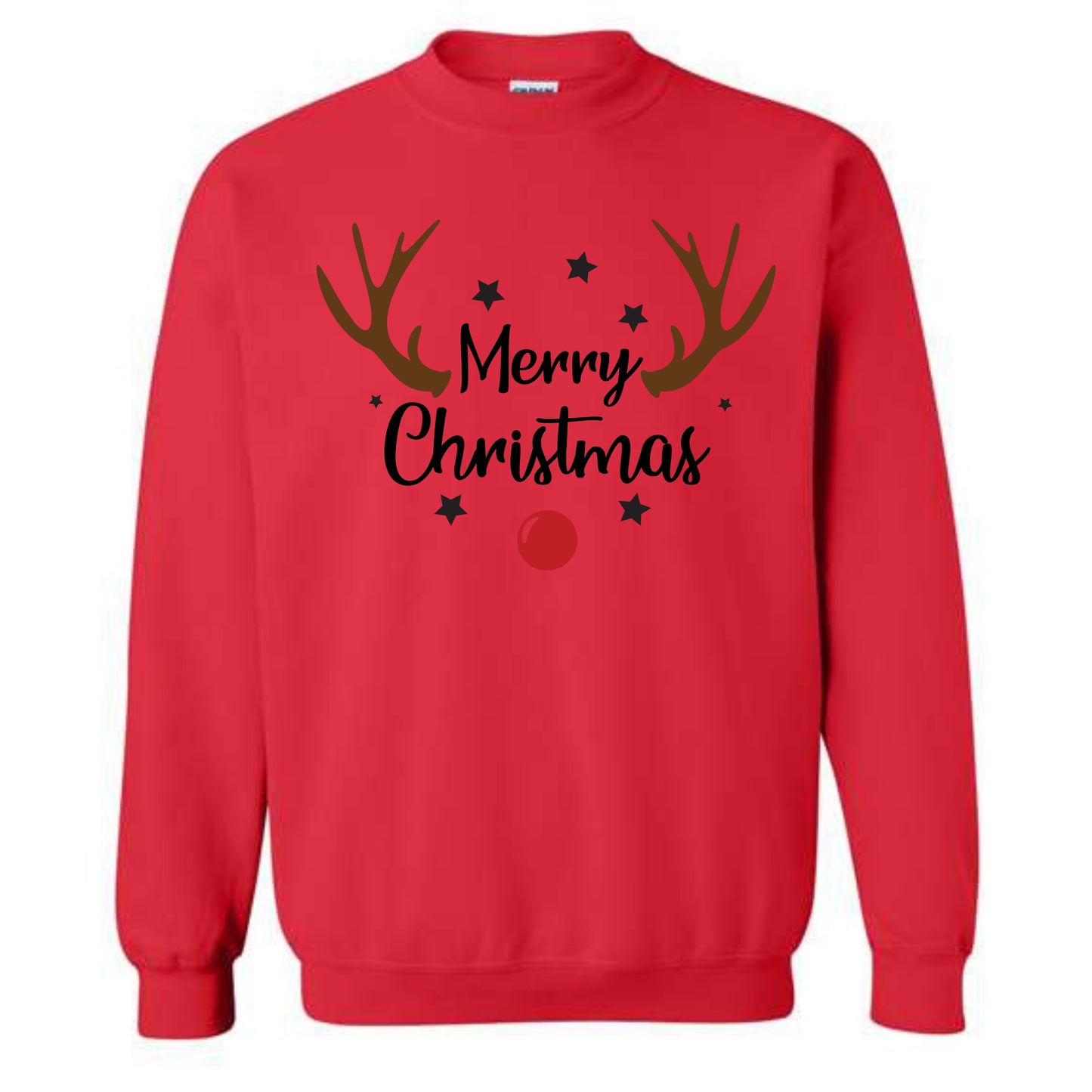 Merry Christmas Reindeer Costume Crewneck Sweatshirt Unisex Sweater Holiday Spirit Novelty Party Size Small to 5XL